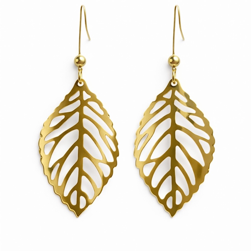 Elegant Gold Leaf Earrings Wing feather